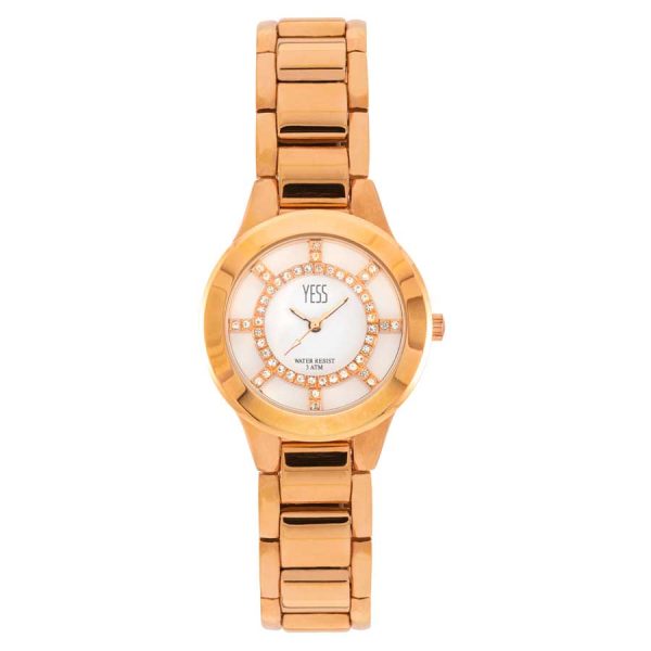 Reloj de mujer color bronce con circones marca yess - 5587L-00