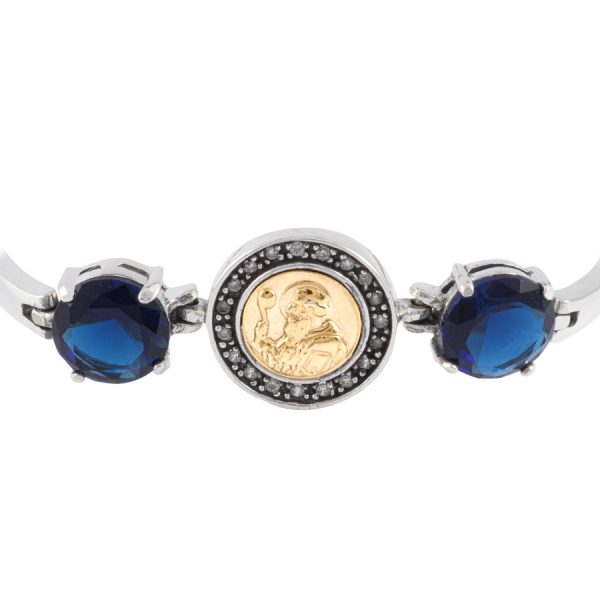 Pulsera envejecida con oro y circón azul de plata italiana 925 Brilho - PPU0901001-1-5
