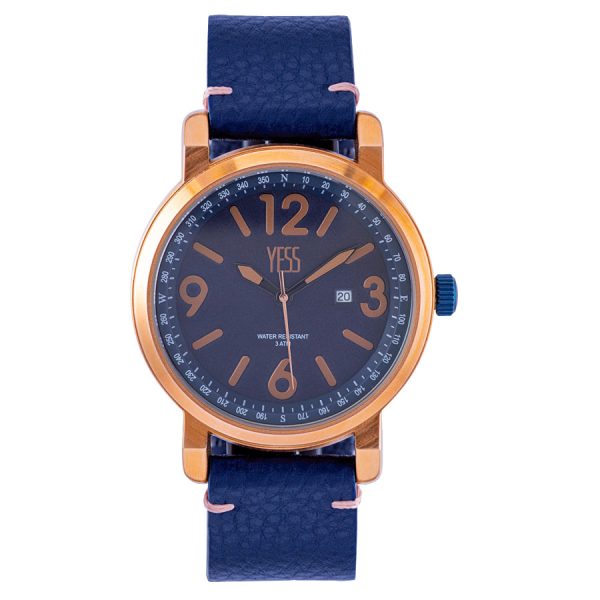 Reloj de hombre con calendario correa azul marino - marca Yess - SM-19915-04