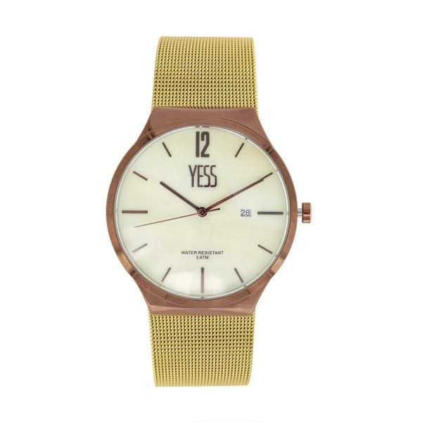 Reloj de hombre análogo clásico pulso color dorado Yess Watches - S17160S-03