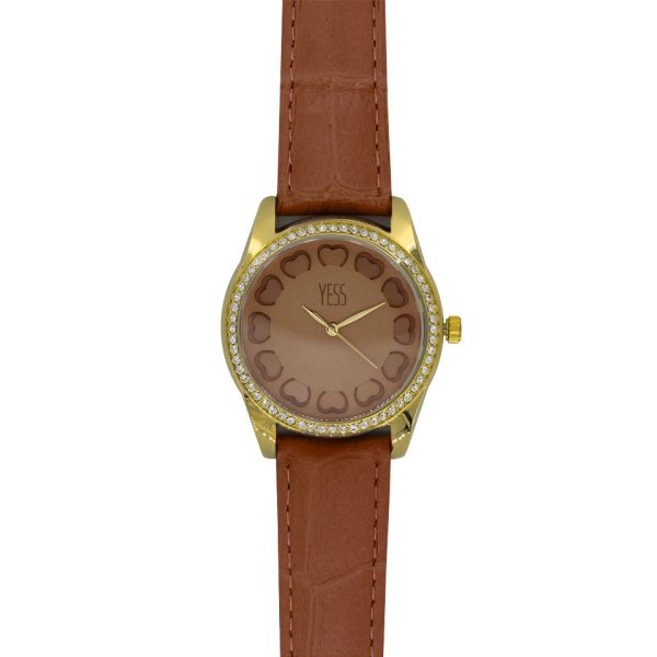 Reloj de mujer análogo y pulso de cuero café  Yess Watches - JD5352-05