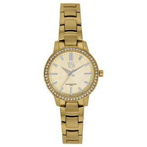 Reloj de mujer clásico de color dorado y circones blancos yess - S18323S-03