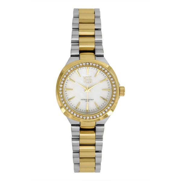 Reloj de mujer clásico análogo dos tonos y circones Yess Watches - S19313S-05