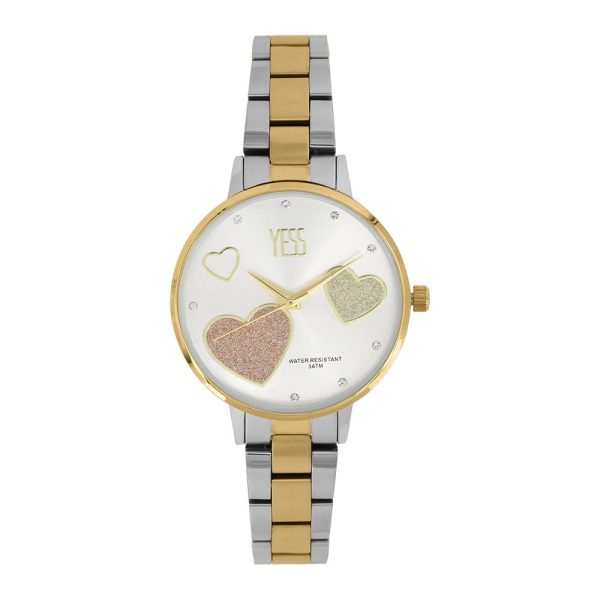 Reloj de mujer análogo clásico y caja fondo plateado Yess watches - S19435S-04