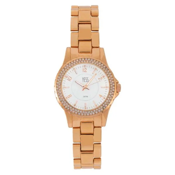 Reloj de mujer modelo análogo y de color bronce y circones Yess - 1750-B