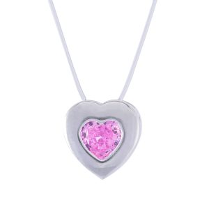 Collar punto de Luz en diseño corazón con circón rosa Brilho PCO0920008-3
