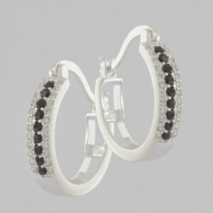 Aros Candonga. Circones Blancos y Negros. Plata Italiana 925 Peso de 4,2 Gramos. SKU: PCA0220005-4-1. Brilho.