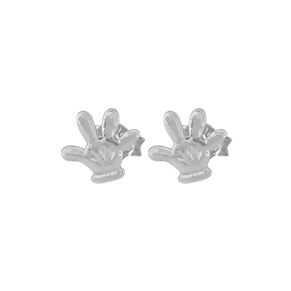 Aros topo diseño mano Mickey Mouse en plata 925 Brilho - TO3DAH002