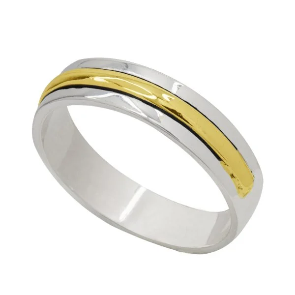 Anillo de Compromiso con Oro. Joyería de Plata Italiana 925. Talla 24 y de 4 Gramos. SKU: PAN0101001-X4-T24
