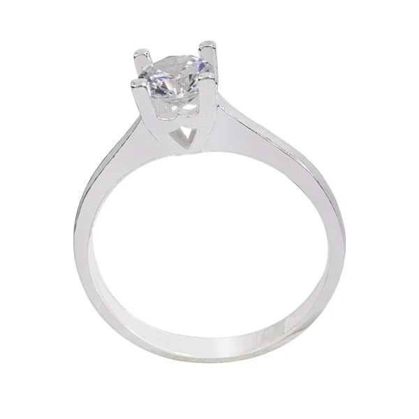 Anillo Solitario con Circón Blanco. Joyería de Plata Italiana 925. Talla 9 y de 2,29 Gramos. SKU: PAN1020017-T19-2,29GR