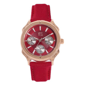 Reloj de Dama y Pulso Color Rojo. Marca: Yess Watches Pulso: Nylon Color Rojo. Caja: Alloy Color Oro Rosa. Garantía de 1 Año. SKU:Y23019-05