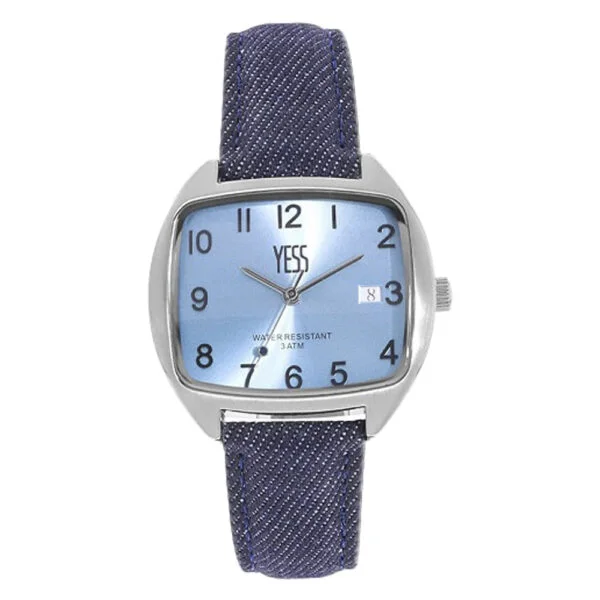 Reloj de Dama con Pulso Jean. Reloj de Dama Pulso Azul (Y23014-01) - Pulso Negro (Y23014-02) - Pulso Celeste (Y23014-03) - Pulso Verde (Y23014-04) - Pulso Rosado (Y23014-05) - Pulso Gris (Y23014-06) -  Marca: Yess Watches con 1 Año de Garantía.