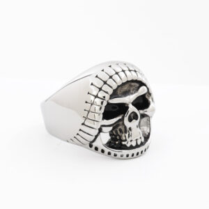 Anillo calavera indio. Diseñor Calavera Liso. Género Unisex. Talla US 13, nº27. Acero Quirúrgico 316. SKU: AAN0910104-02-T13 Brilho.