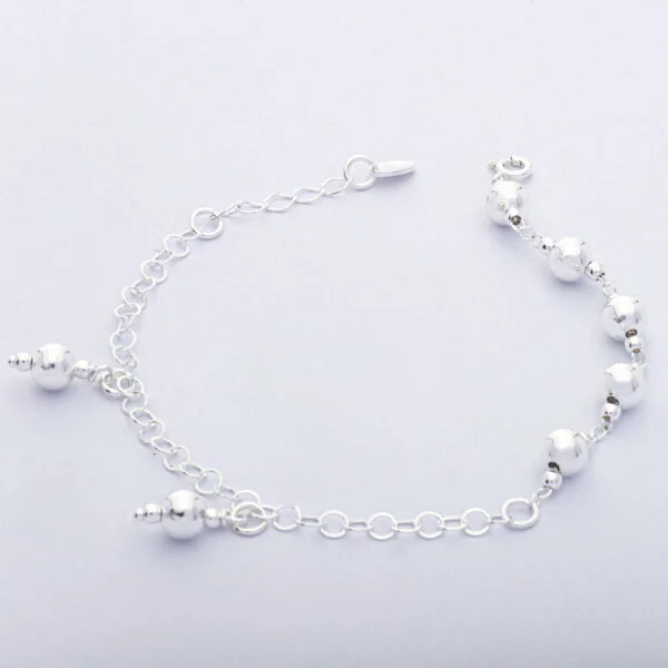 Pulsera con Balines  Plata Italiana 925. Peso de 3,9 Gramos. Largo de 20 cm. PPU0122042#182 Brilho
